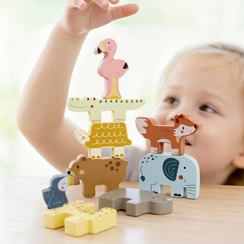 Tooky Wooden Animal Stacking Blocks Set | Educational Toy for Toddlers ...