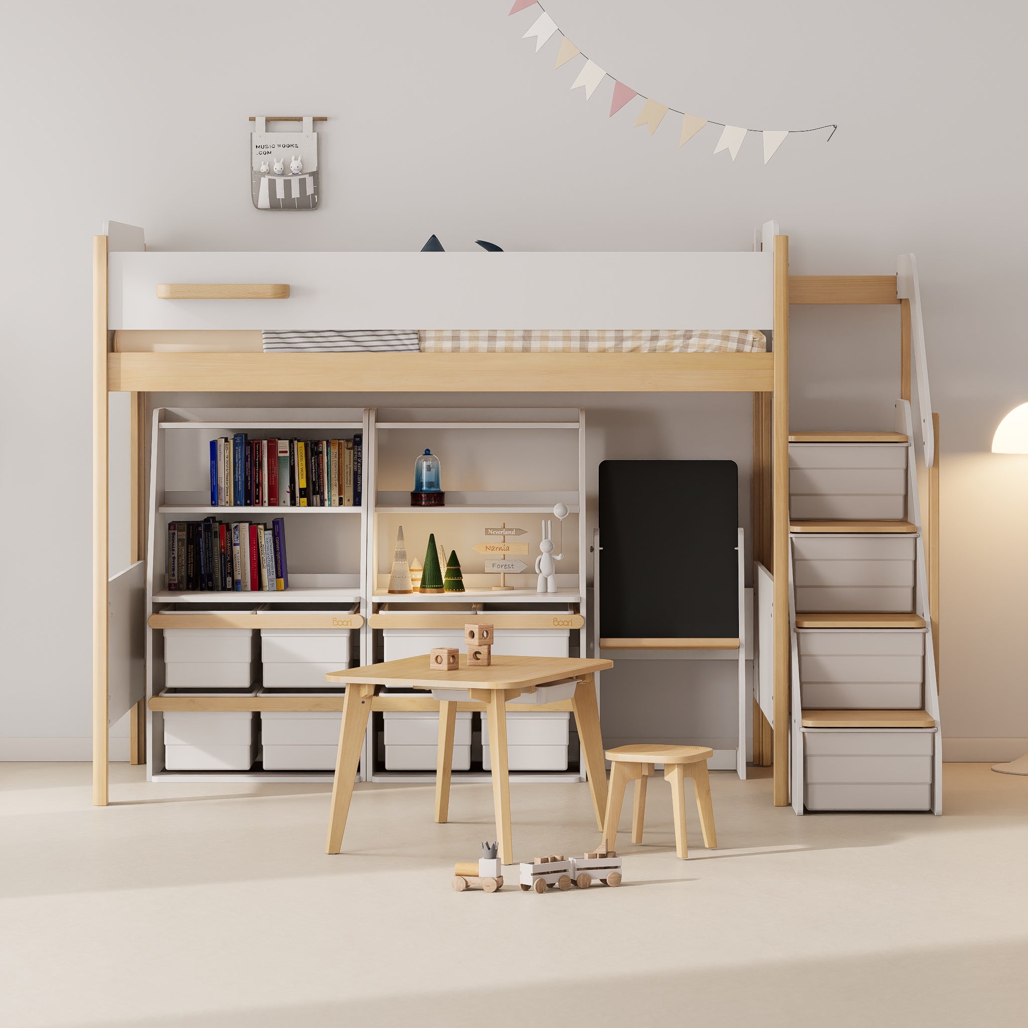 Natty King Single Loft with Storage Staircase