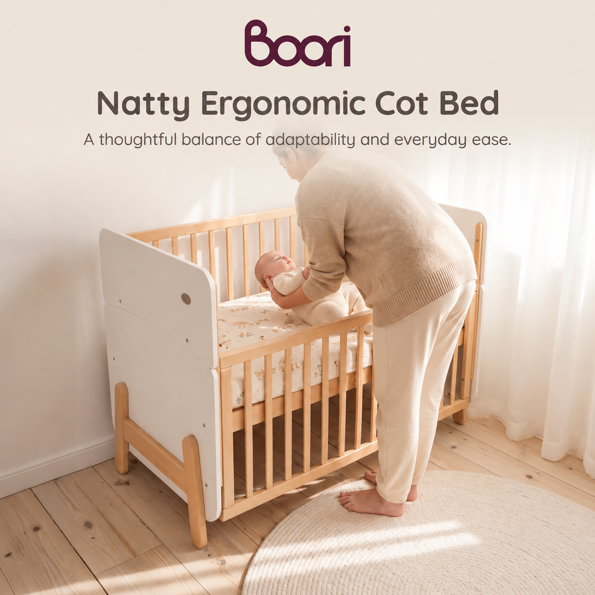 Natty Ergonomic Cot - Dropside
