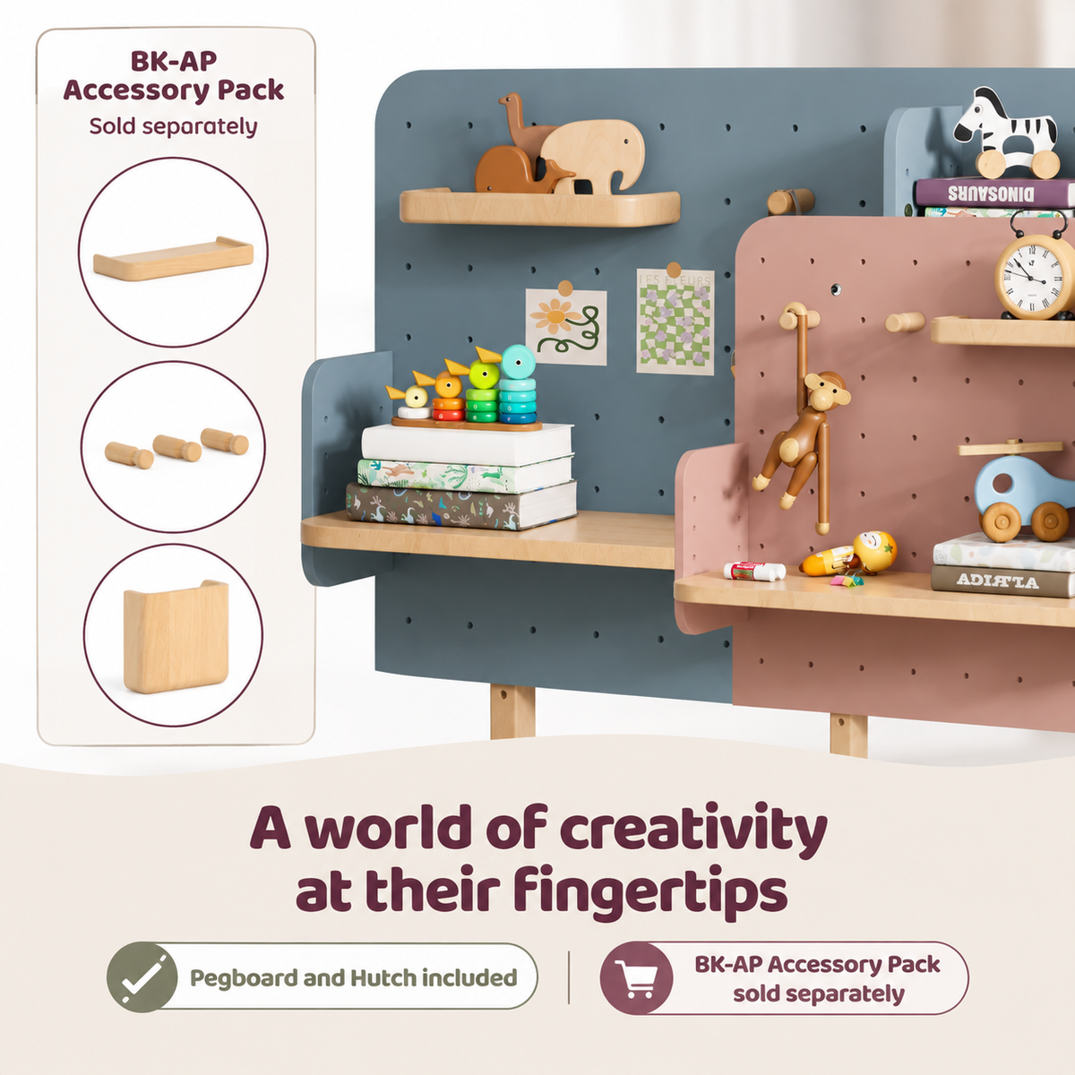 Ergonomic Desk (118cm) with Pegboard Hutch Package