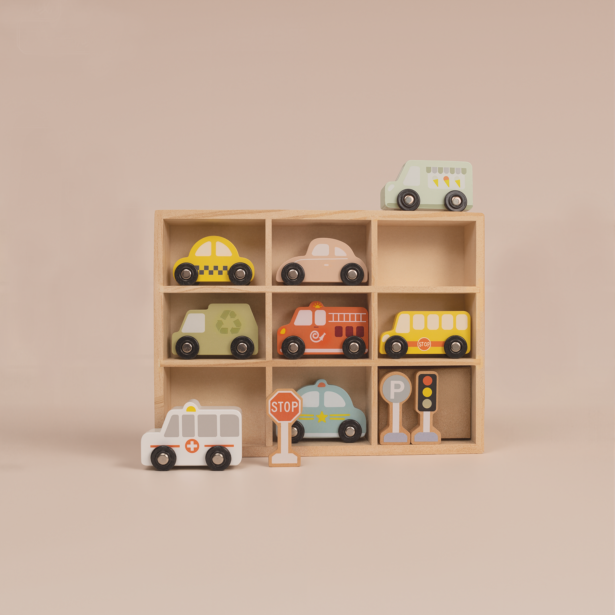 Tooky Wooden Vehicle Playset for Kids | Transportation & Road Safety Toy