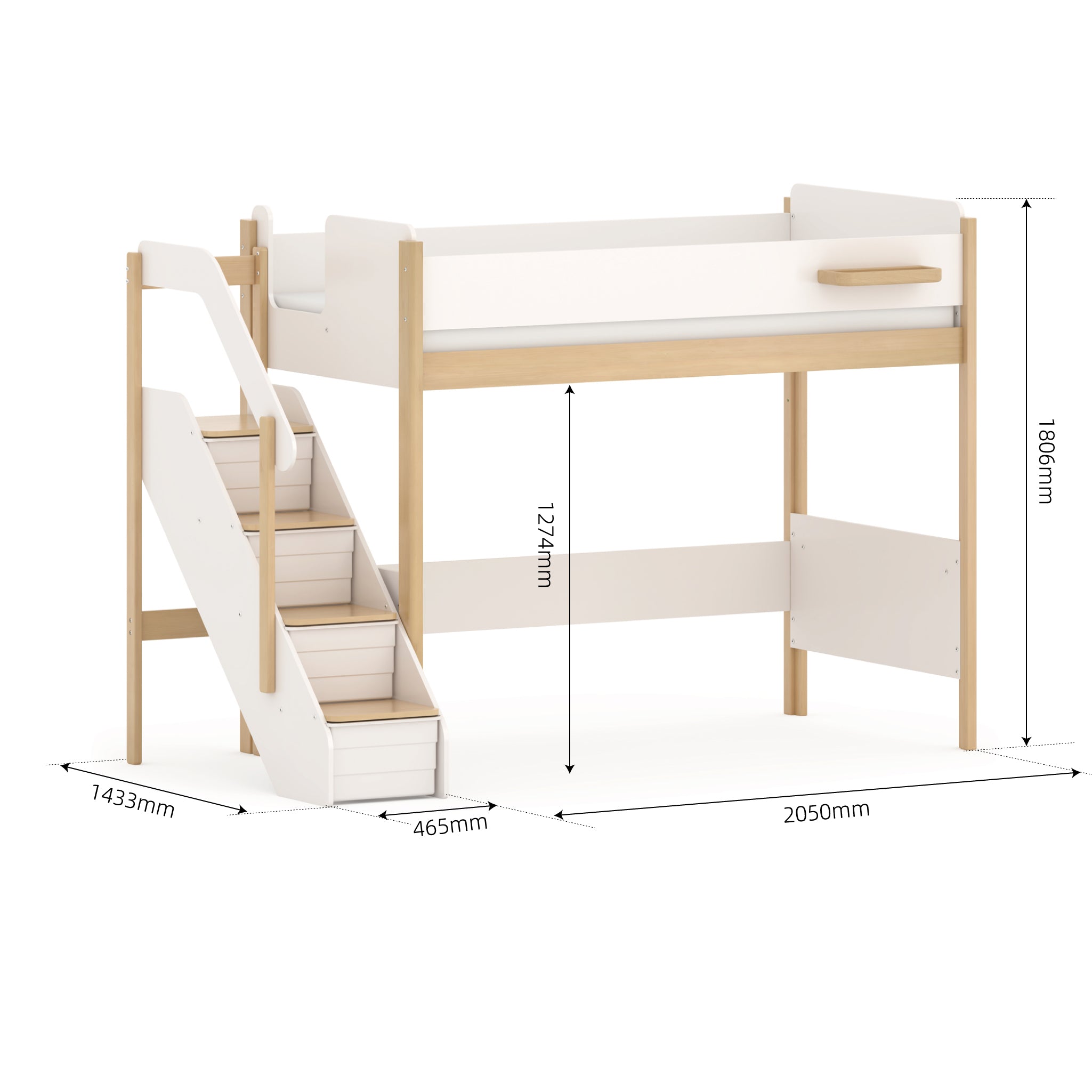 Boori Natty King Single Loft with Storage Staircase