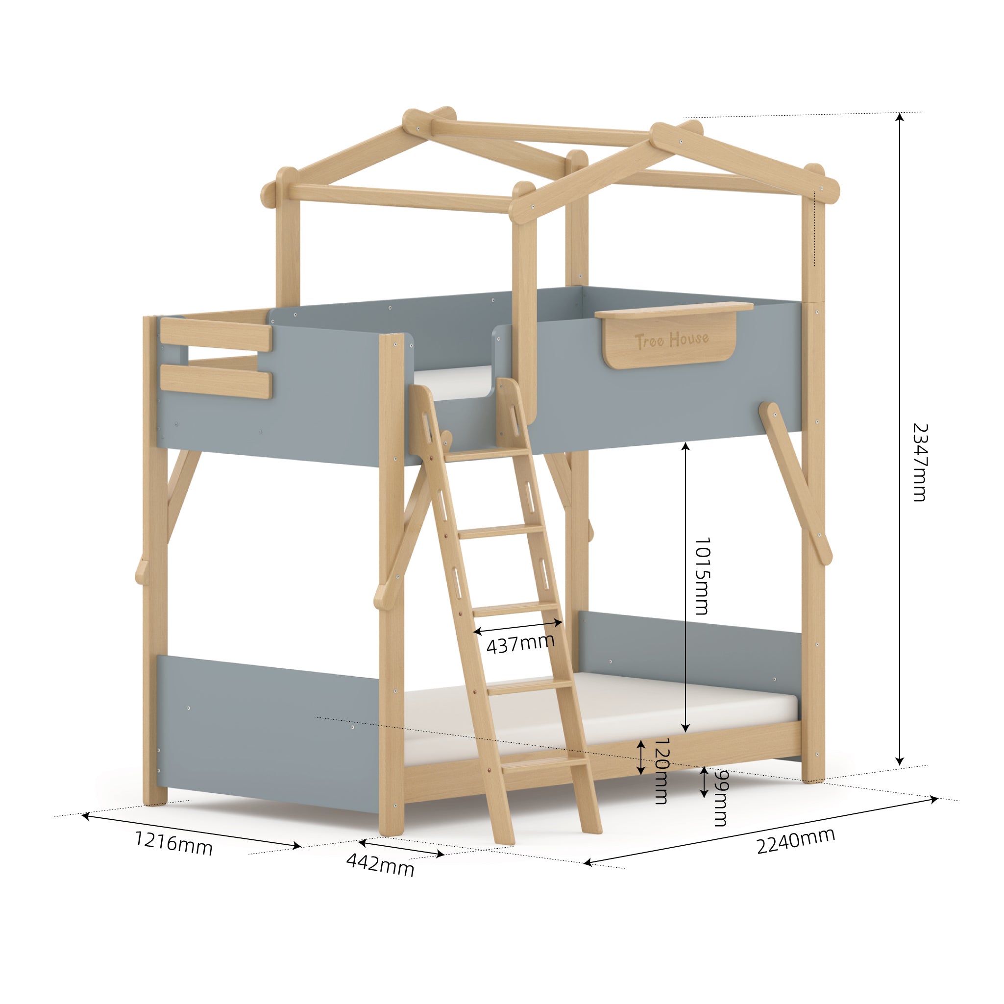 Treehouse King Single Bunk + Roof Frame and Ladder
