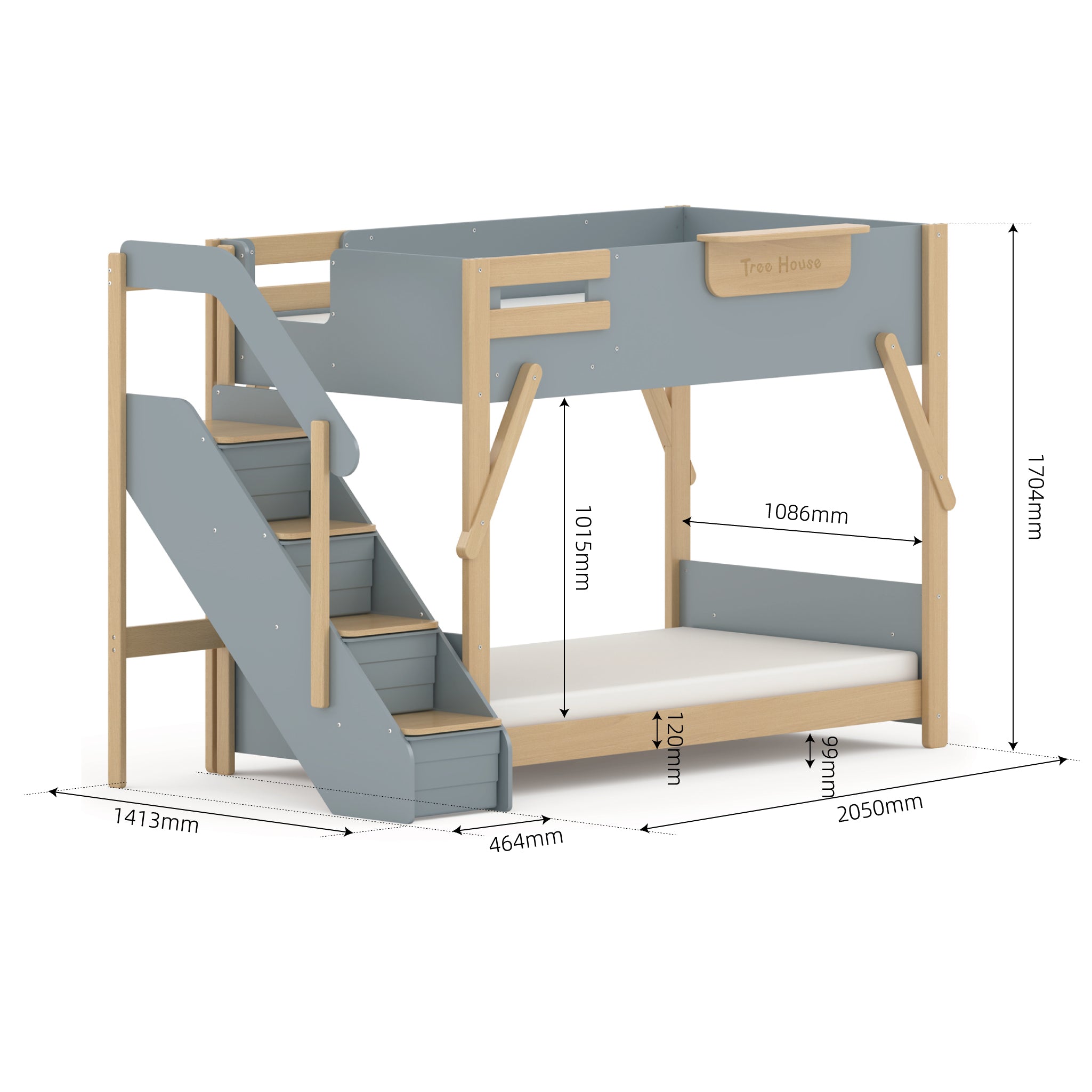 Treehouse King Single Bunk Bed + Storage Staircase
