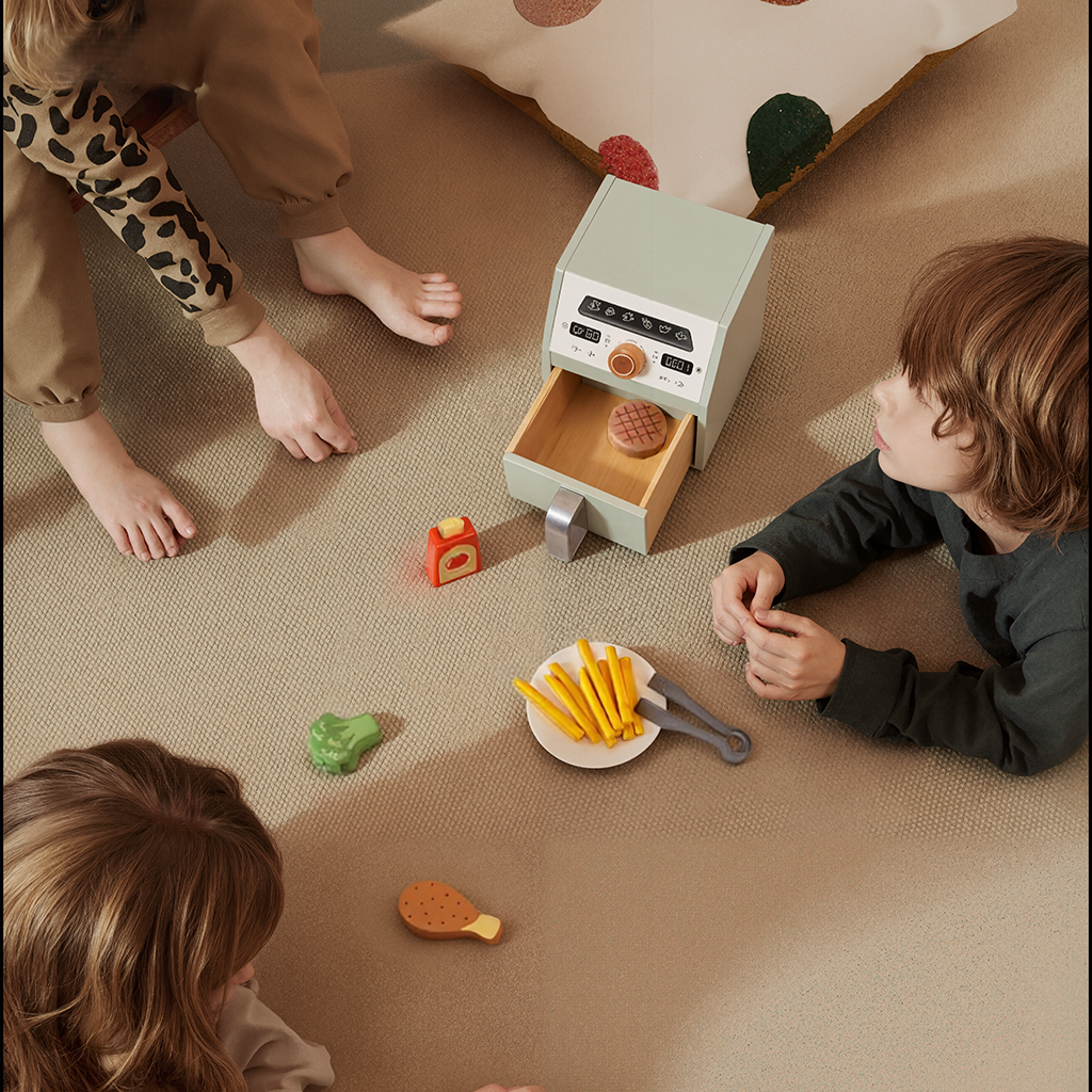 Tooky Kids Play Air Fryer Toy | Wooden Kitchen Role-Play Set