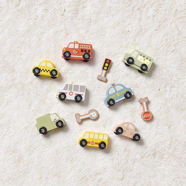 Tooky Wooden Vehicle Playset for Kids | Transportation & Road Safety Toy