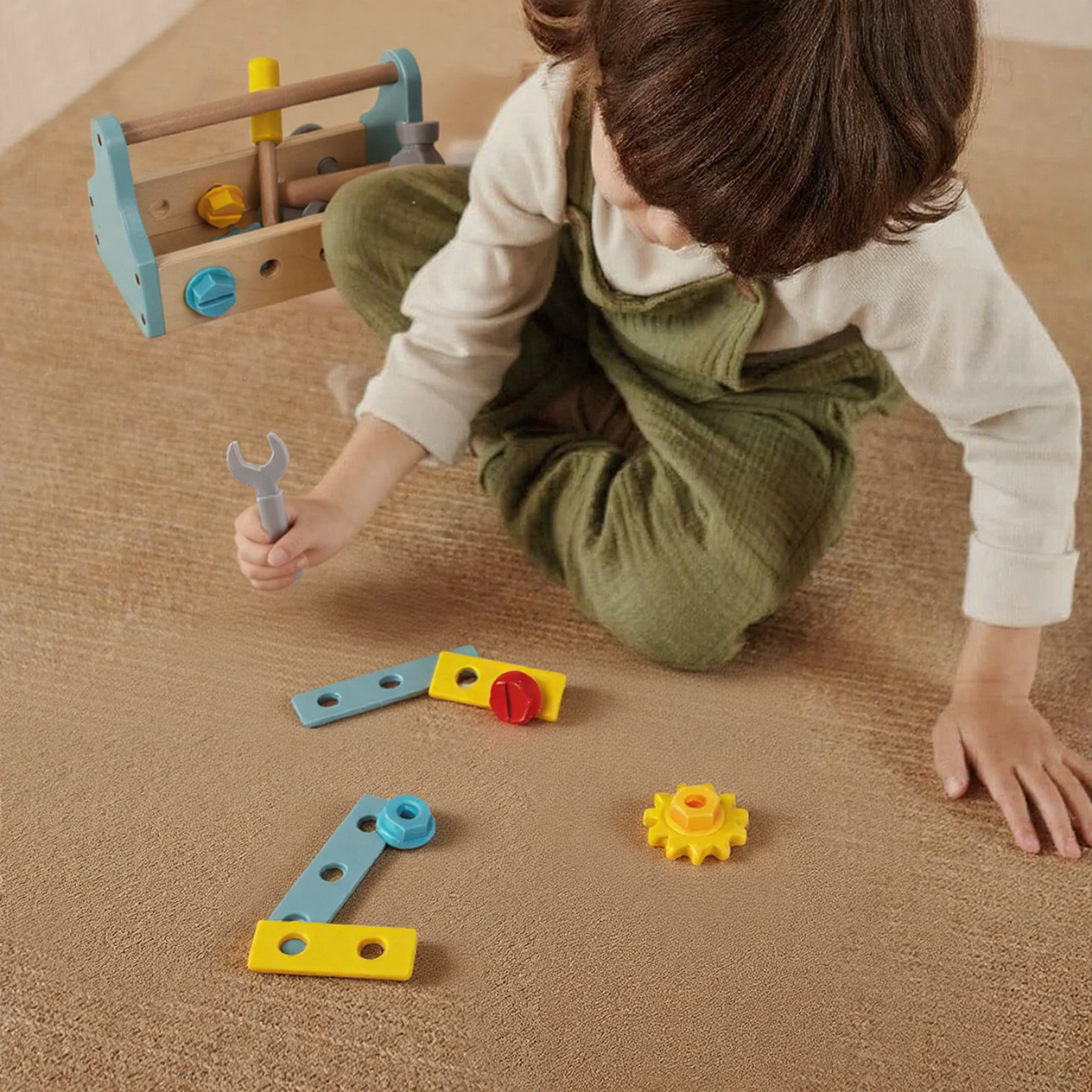 Tooky Toy Wooden Tool Box Set | Builder Playset for Kids