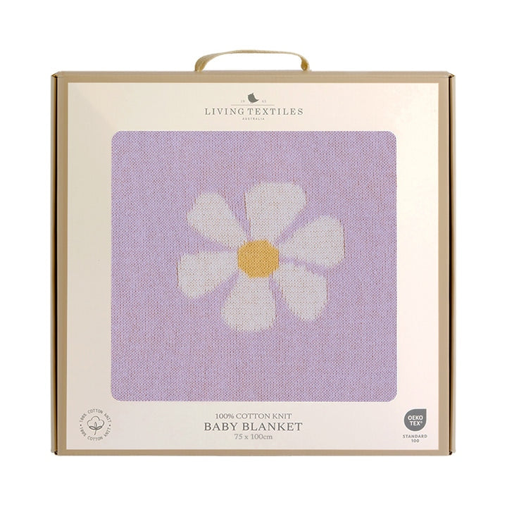 Pram Knitted Blanket - Lilac Daisy Dreams
