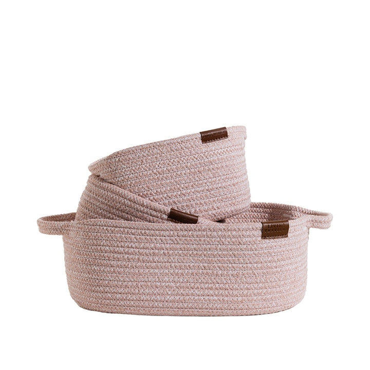3-Piece Cotton Rope Storage Set - Pink