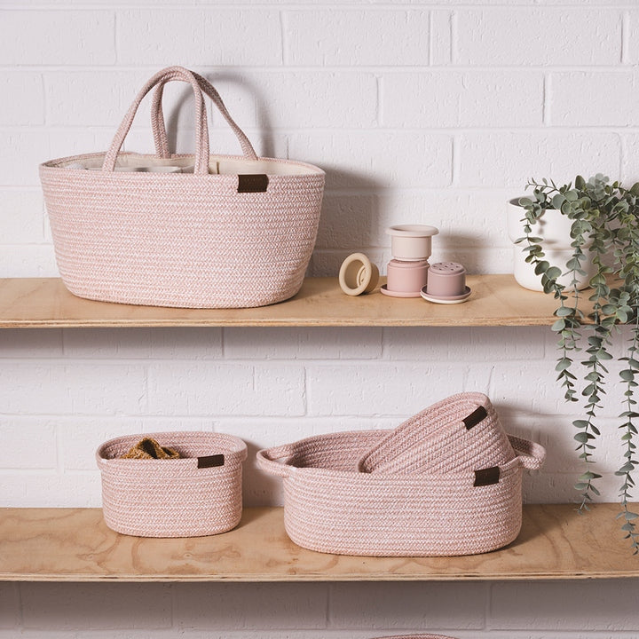 3-Piece Cotton Rope Storage Set - Pink