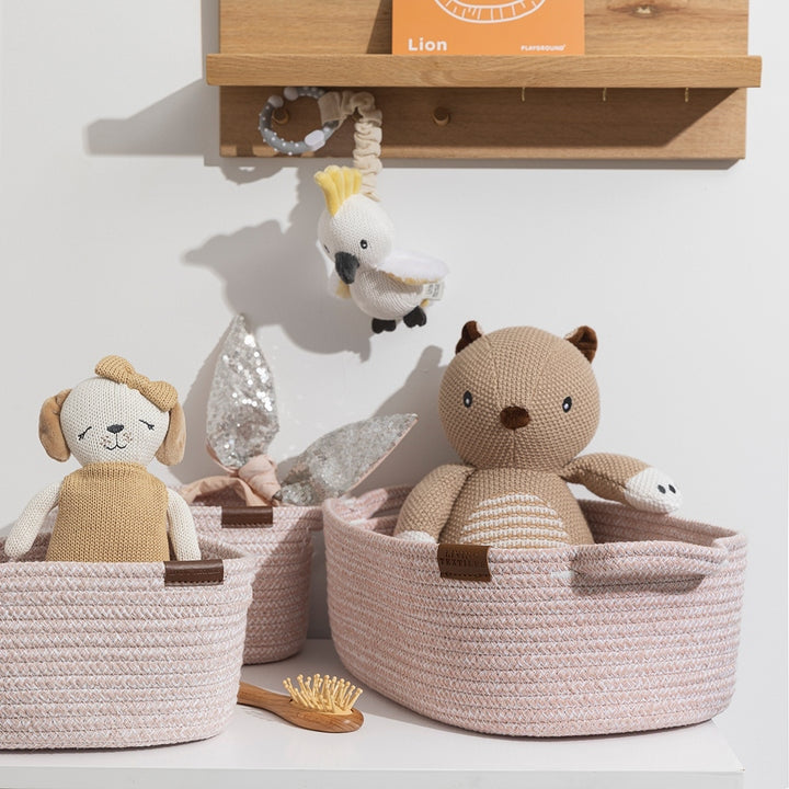 3-Piece Cotton Rope Storage Set - Pink