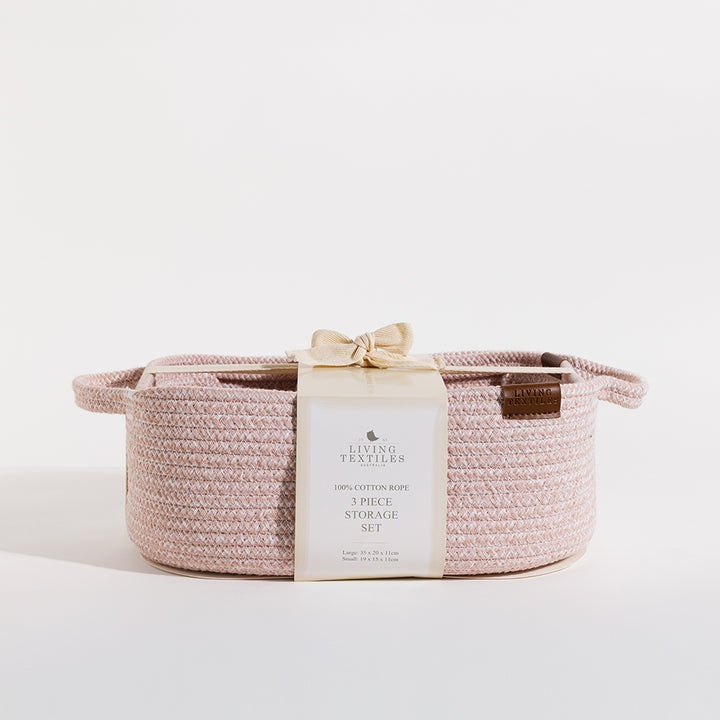 3-Piece Cotton Rope Storage Set - Pink