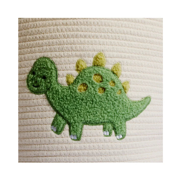 Cotton Rope Embroidered Hamper - Dinosaur