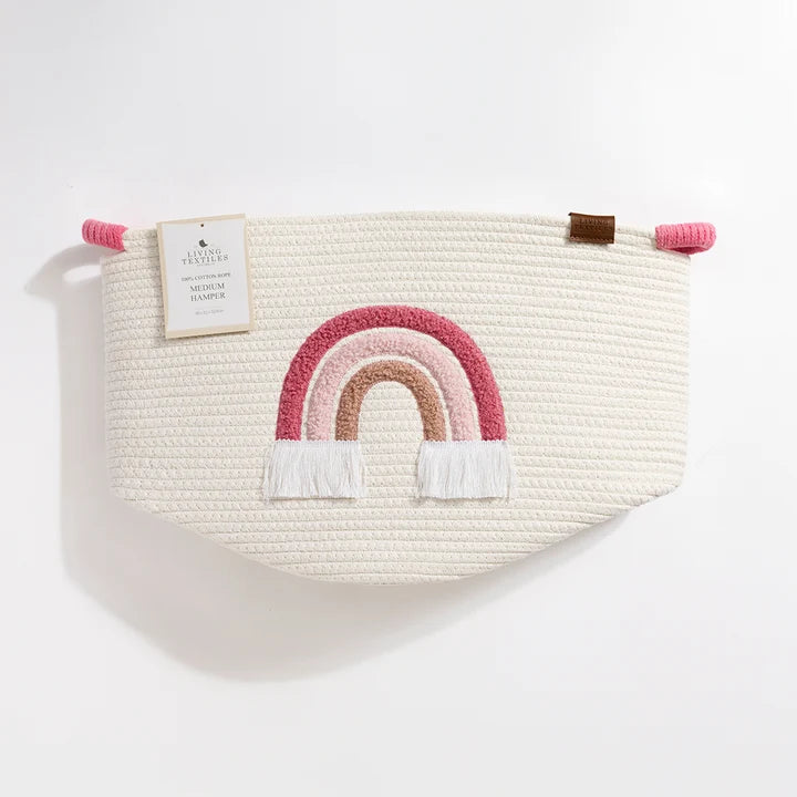 Cotton Rope Embroidered Hamper - Rainbow