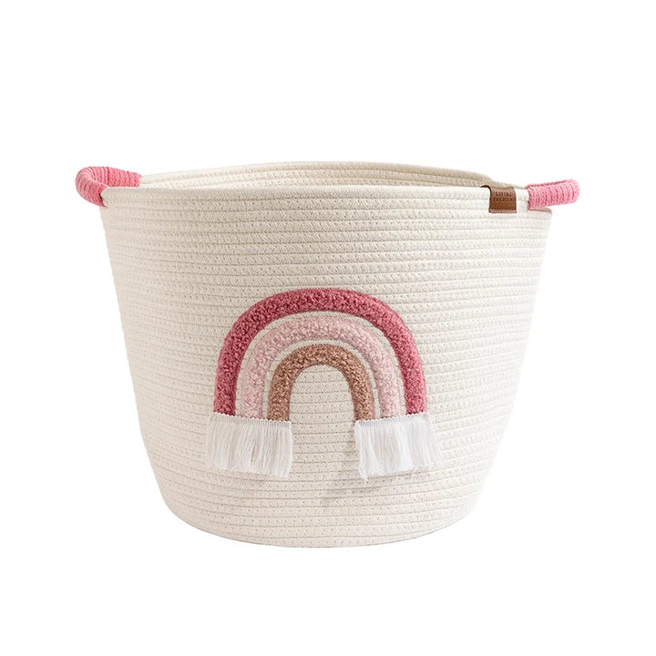 Cotton Rope Embroidered Hamper - Rainbow