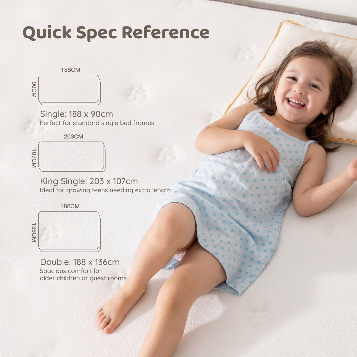 King Single Pocket Spring Mattress 203 x 107cm