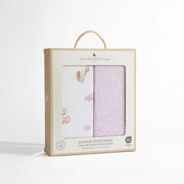 2 Pack Organic Bassinet Fitted Sheet - Whimsical Wonderland