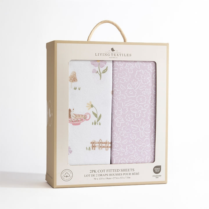 2 Pack Organic Cot Fitted Sheet - Whimsical Wonderland