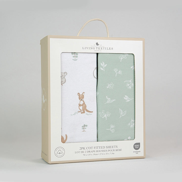 2 Pack Organic Cot Fitted Sheet - Australiana