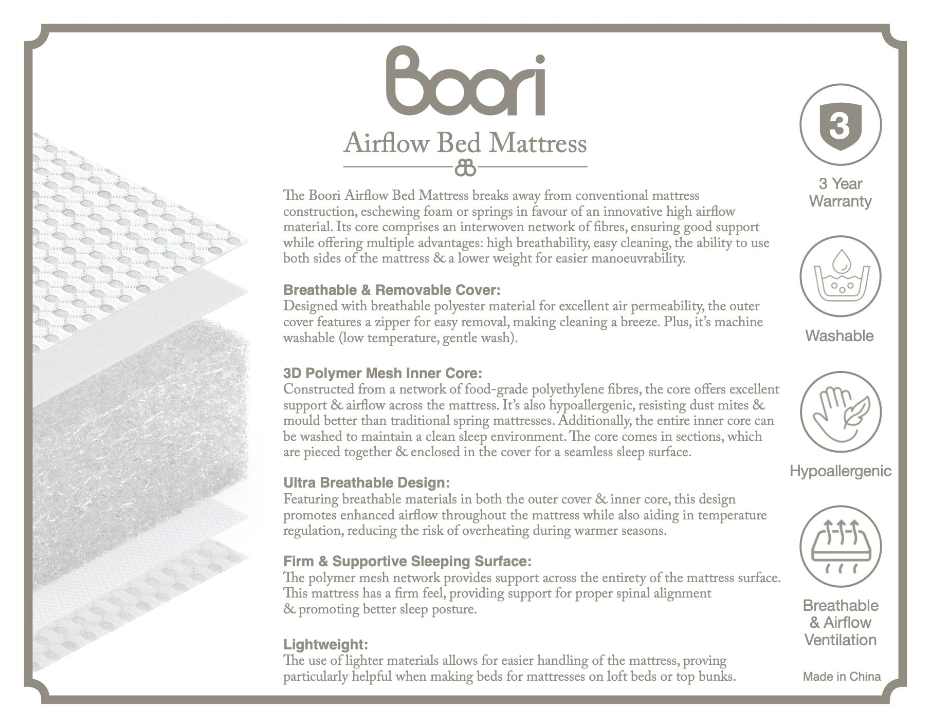 Single Bed Airflow Mattress 188 x 90 x 15cm