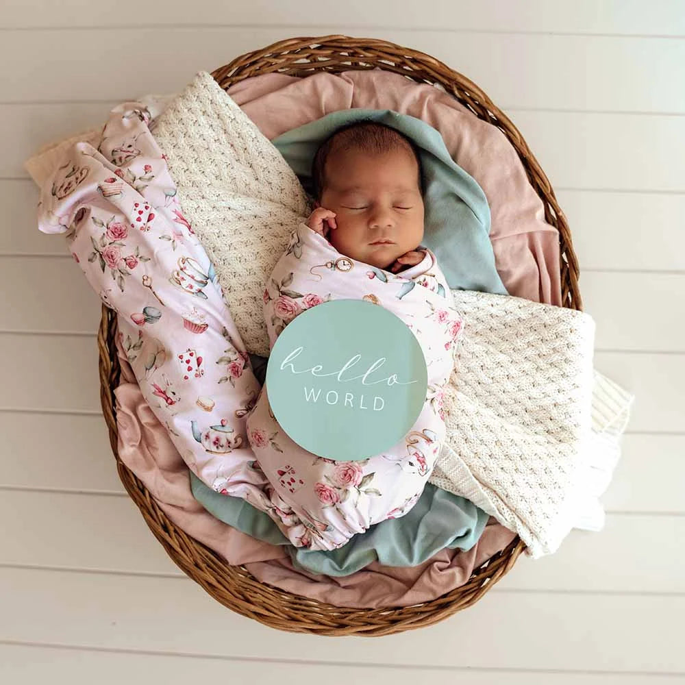 Alice’s Tea Party Organic Jersey Wrap & Topknot Set
