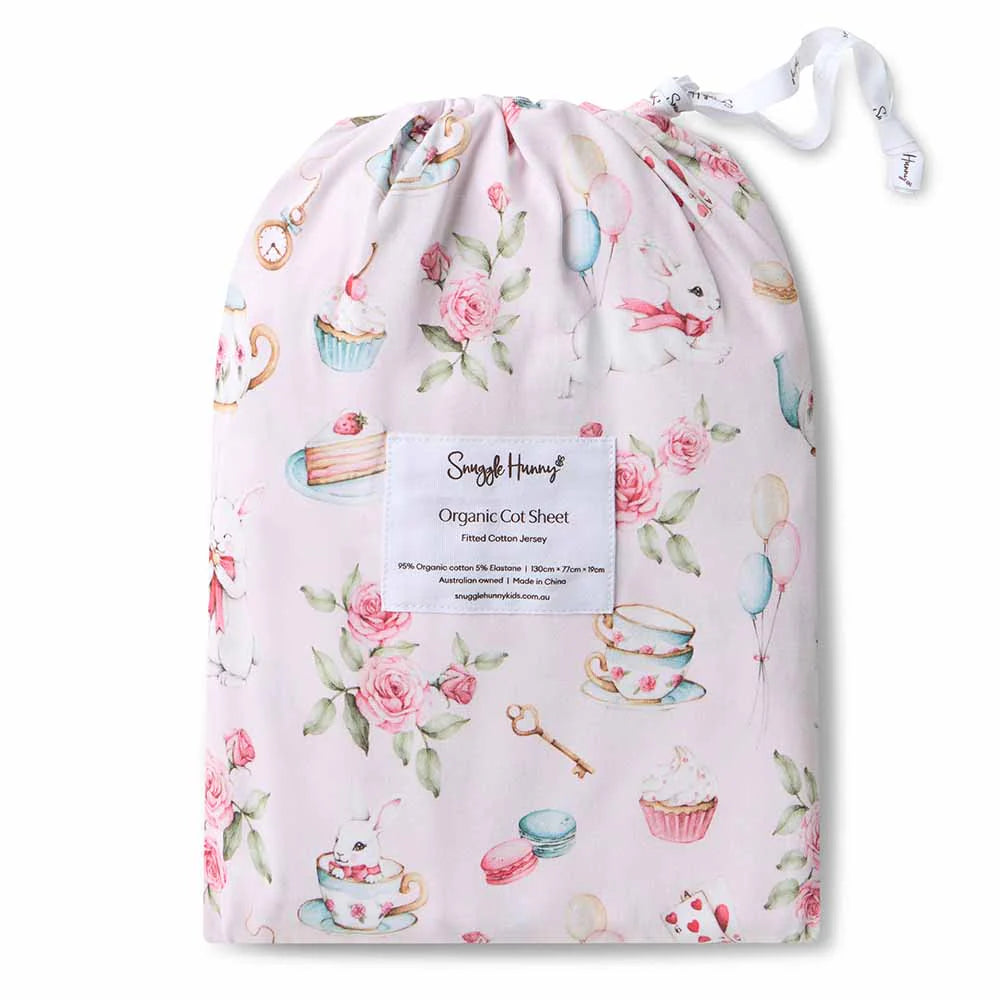 Snuggle Hunny Cot Fitted Sheet - Alice's Tea Party