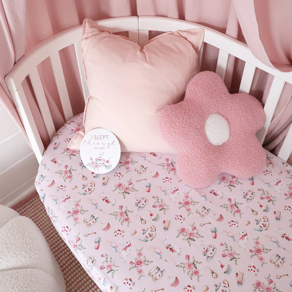 Snuggle Hunny Cot Fitted Sheet - Alice's Tea Party