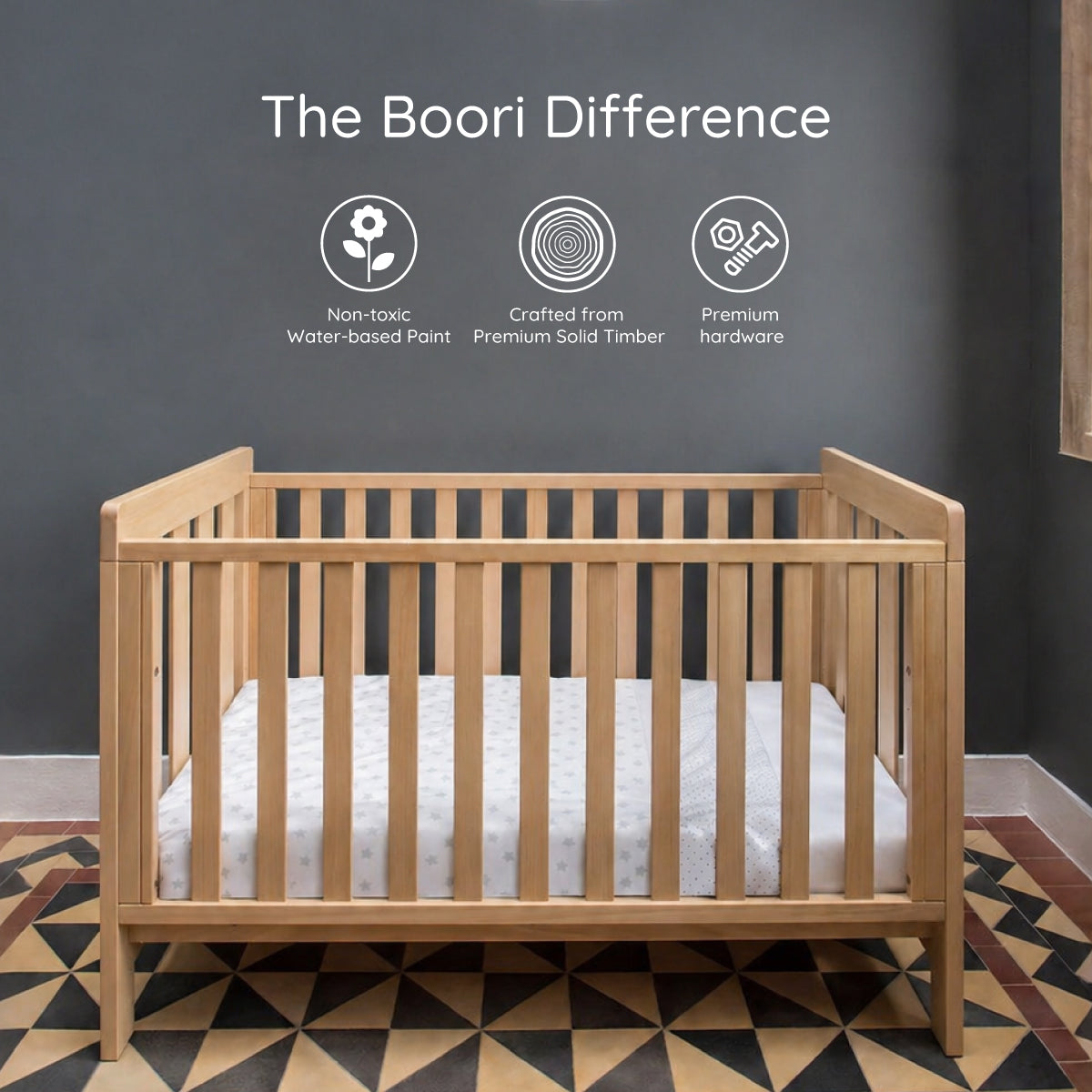 Daintree Baby Cot - Dropside