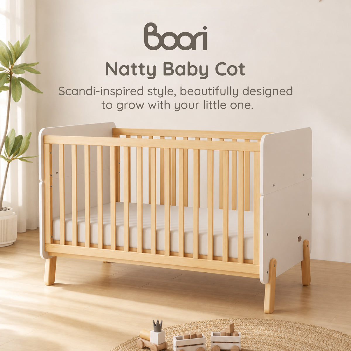 Natty Baby Cot & Pocket Spring Mattress Bundle