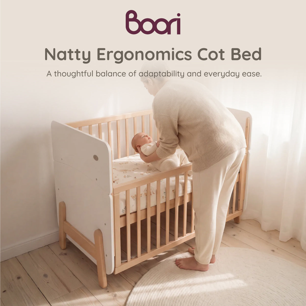 Natty Ergonomic Cot - Dropside