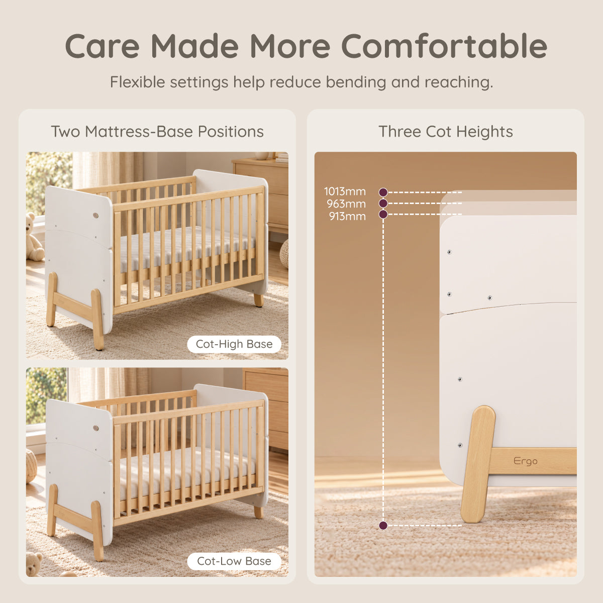 Natty Ergonomic Cot - Dropside