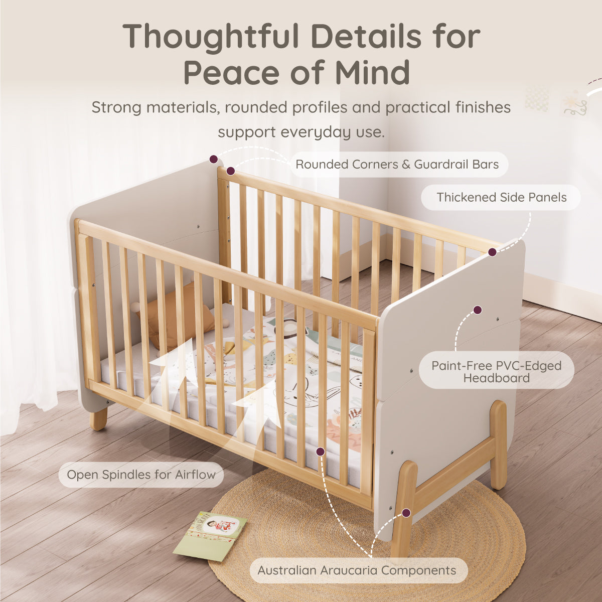 Natty Ergonomic Cot - Dropside