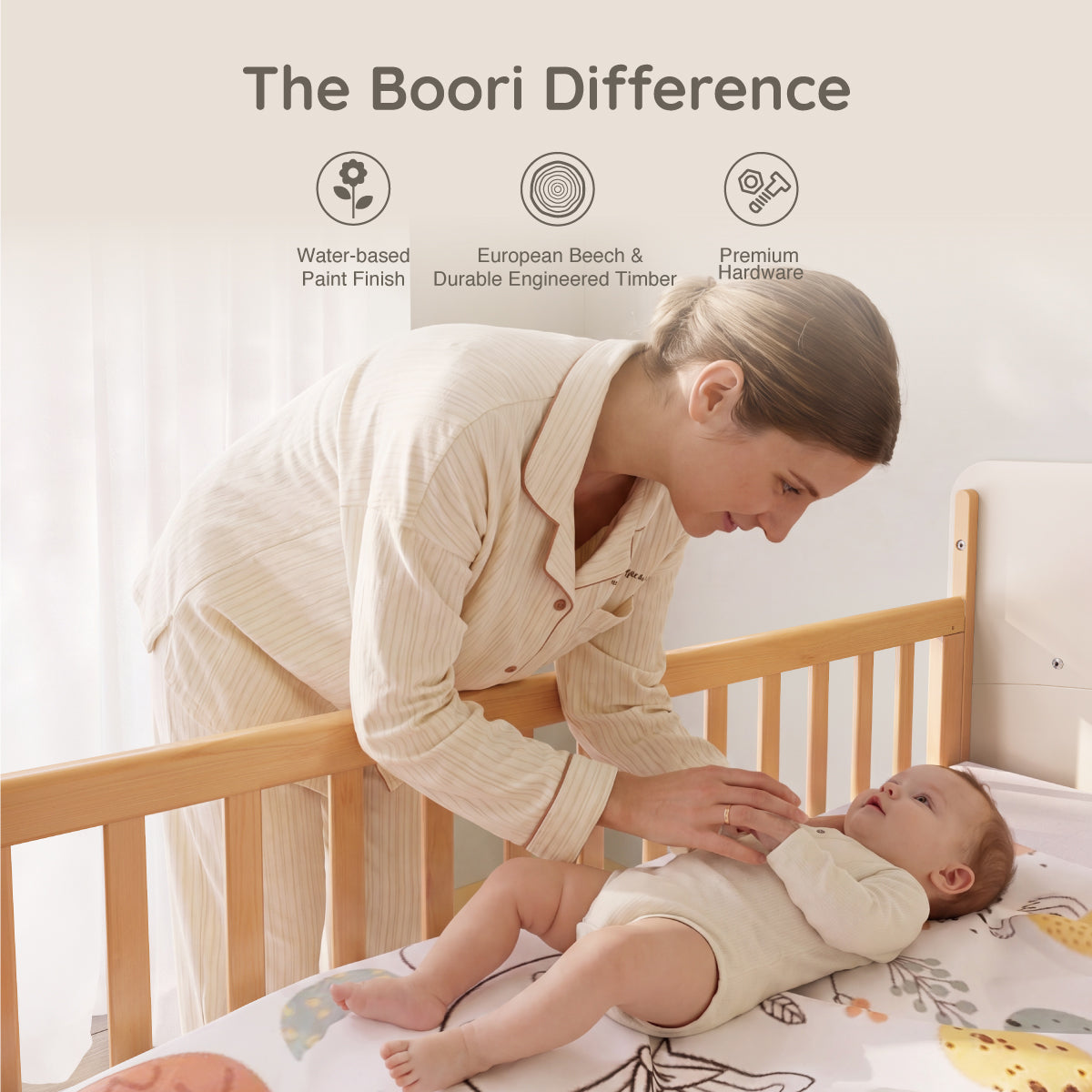 Natty Ergonomic Cot - Dropside