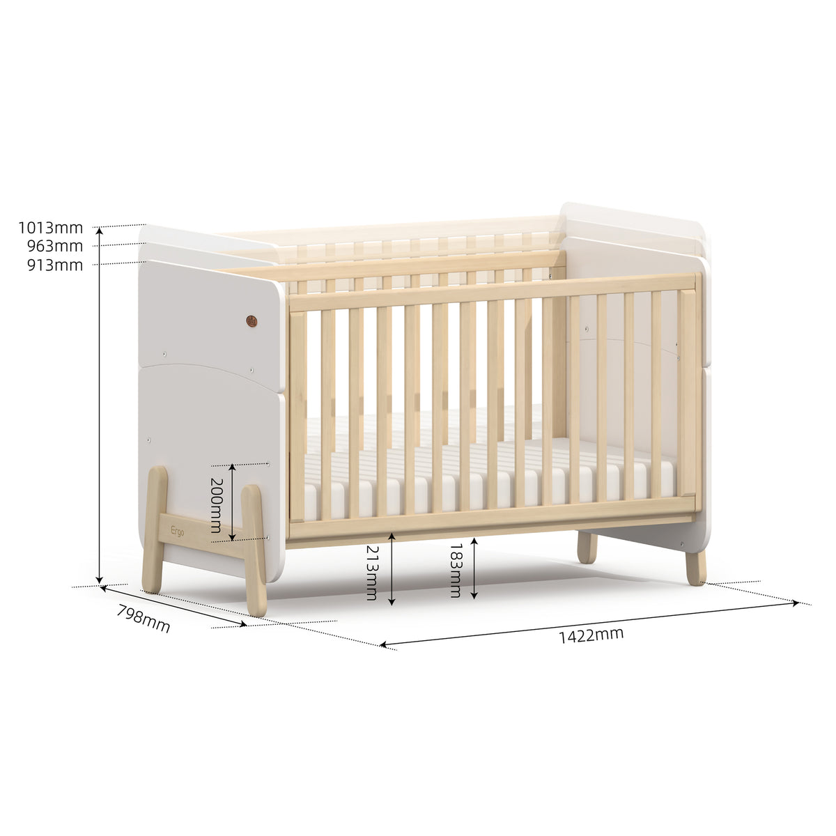 Natty Ergonomic Cot - Dropside