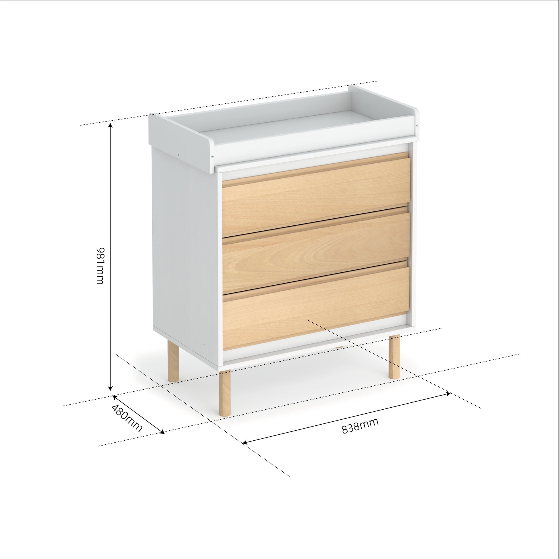 Boori Perla 3 Drawer Chest + Change Tray and Change Pad
