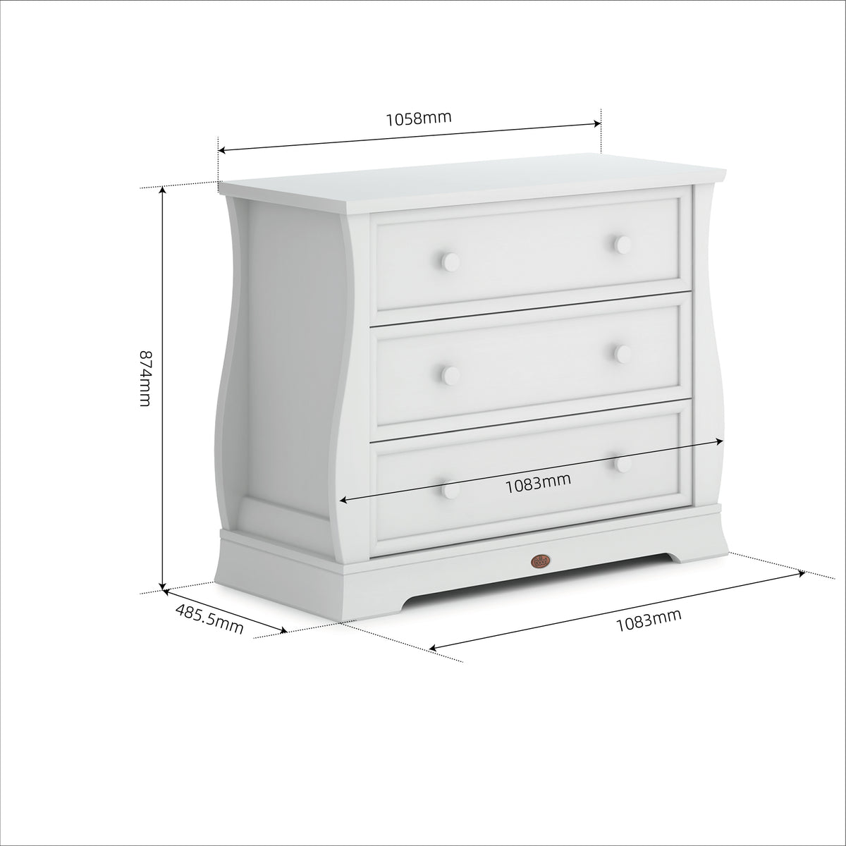 Sleigh 3 Drawer Dresser - (WAREHOUSE COLLECTION ONLY) (Clearance)