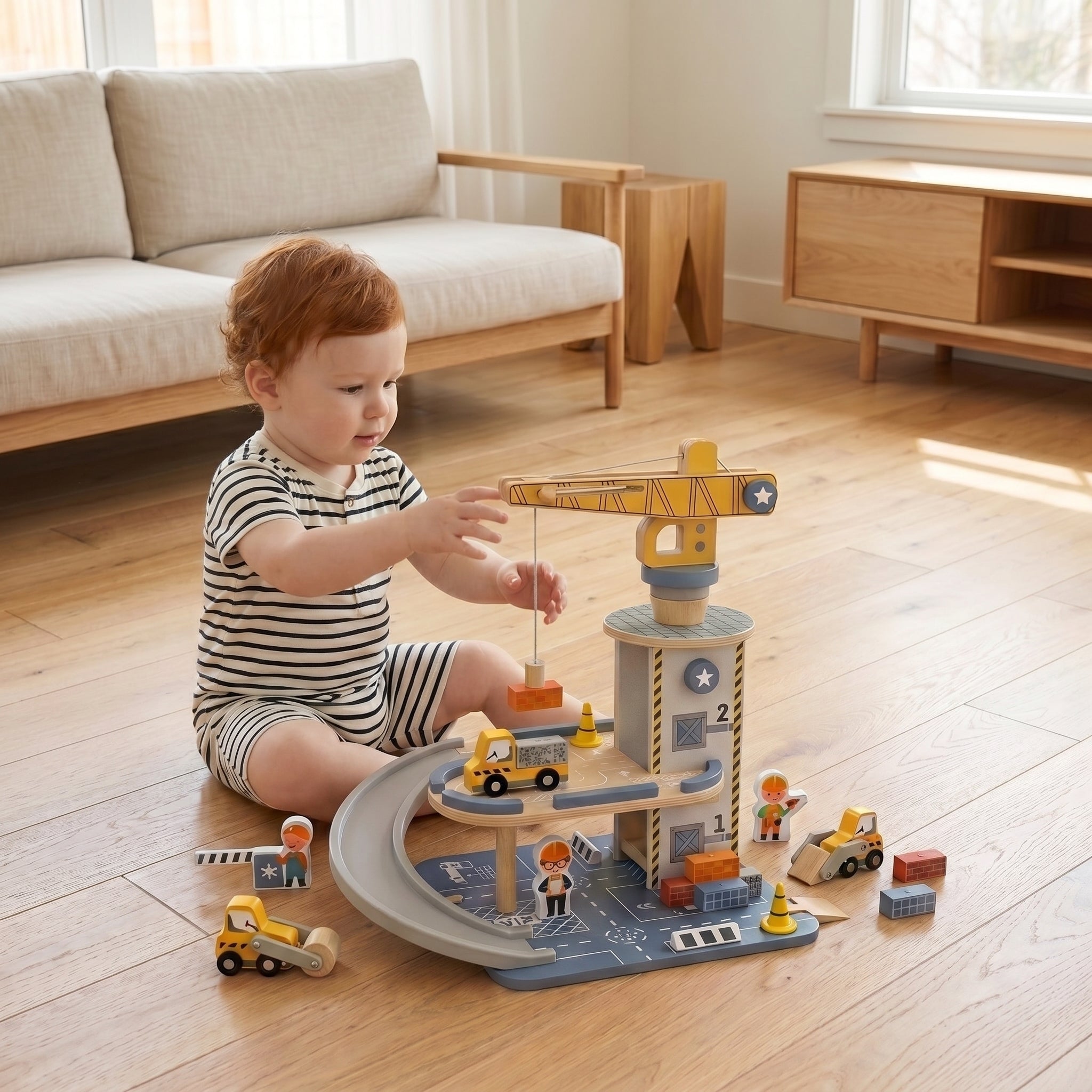 Tooky Toy Port Crane Set Wooden Toys