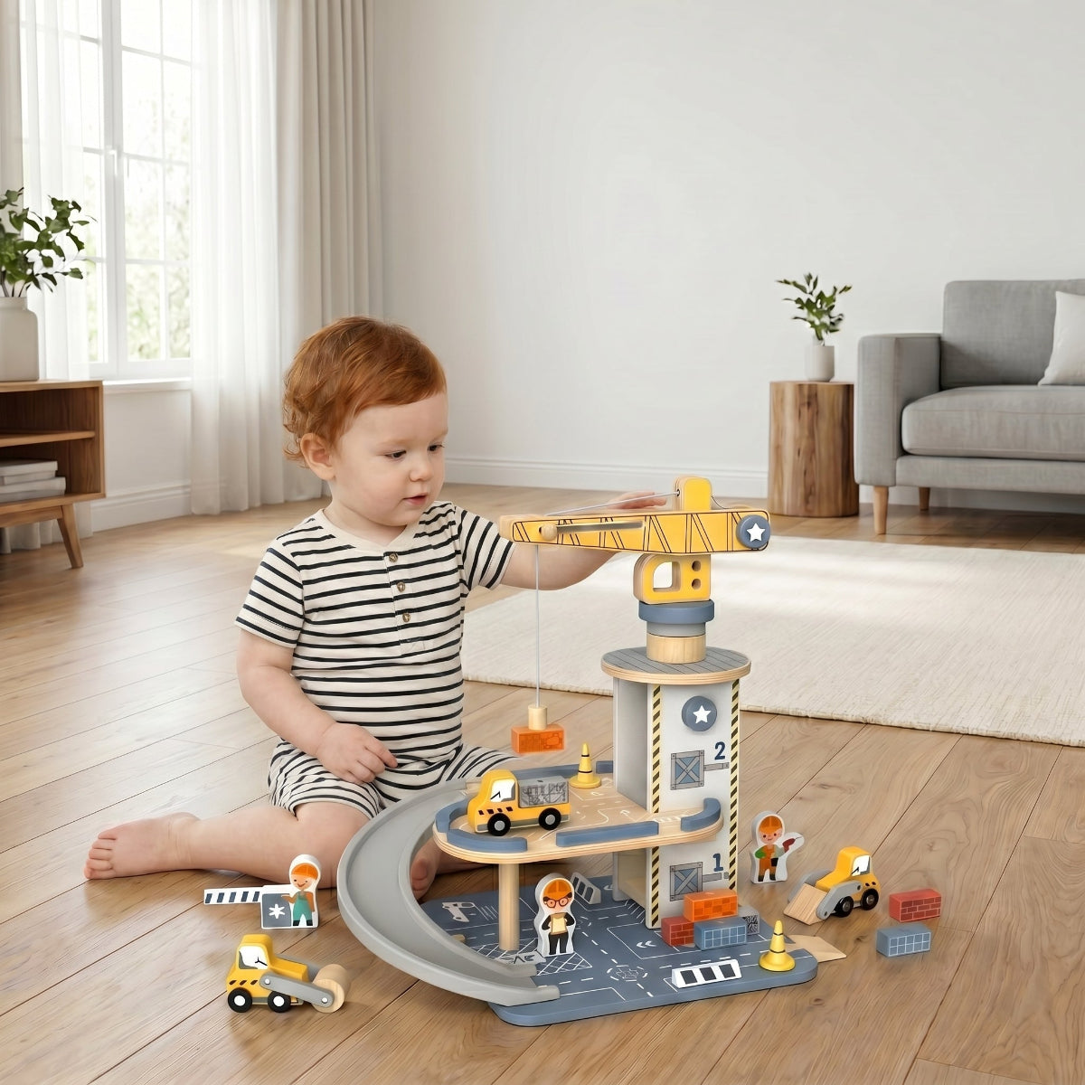 Tooky Toy Port Crane Set Wooden Toys