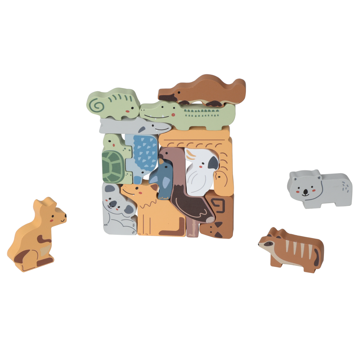 Aussie Animal Stacking Blocks - Coloured