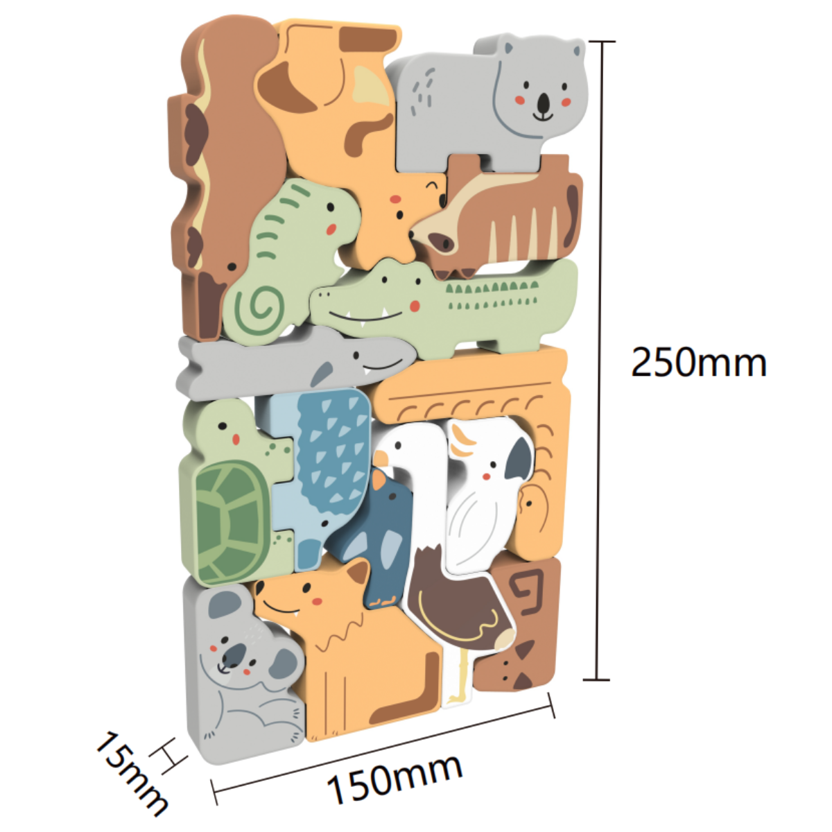 Aussie Animal Stacking Blocks - Coloured