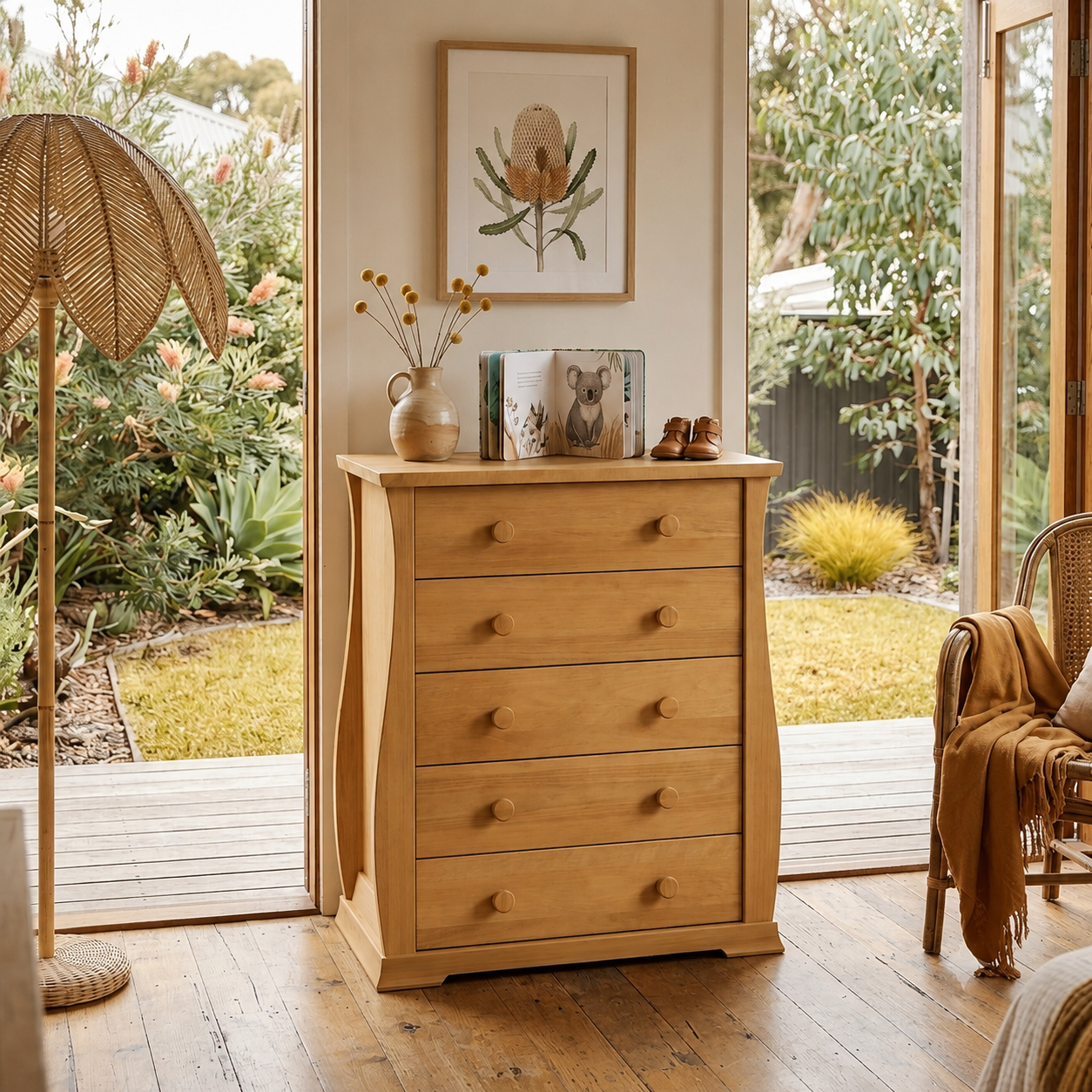 BCA Sleigh 5 Drawer Dresser (WAREHOUSE COLLECTION ONLY) (Clearance)