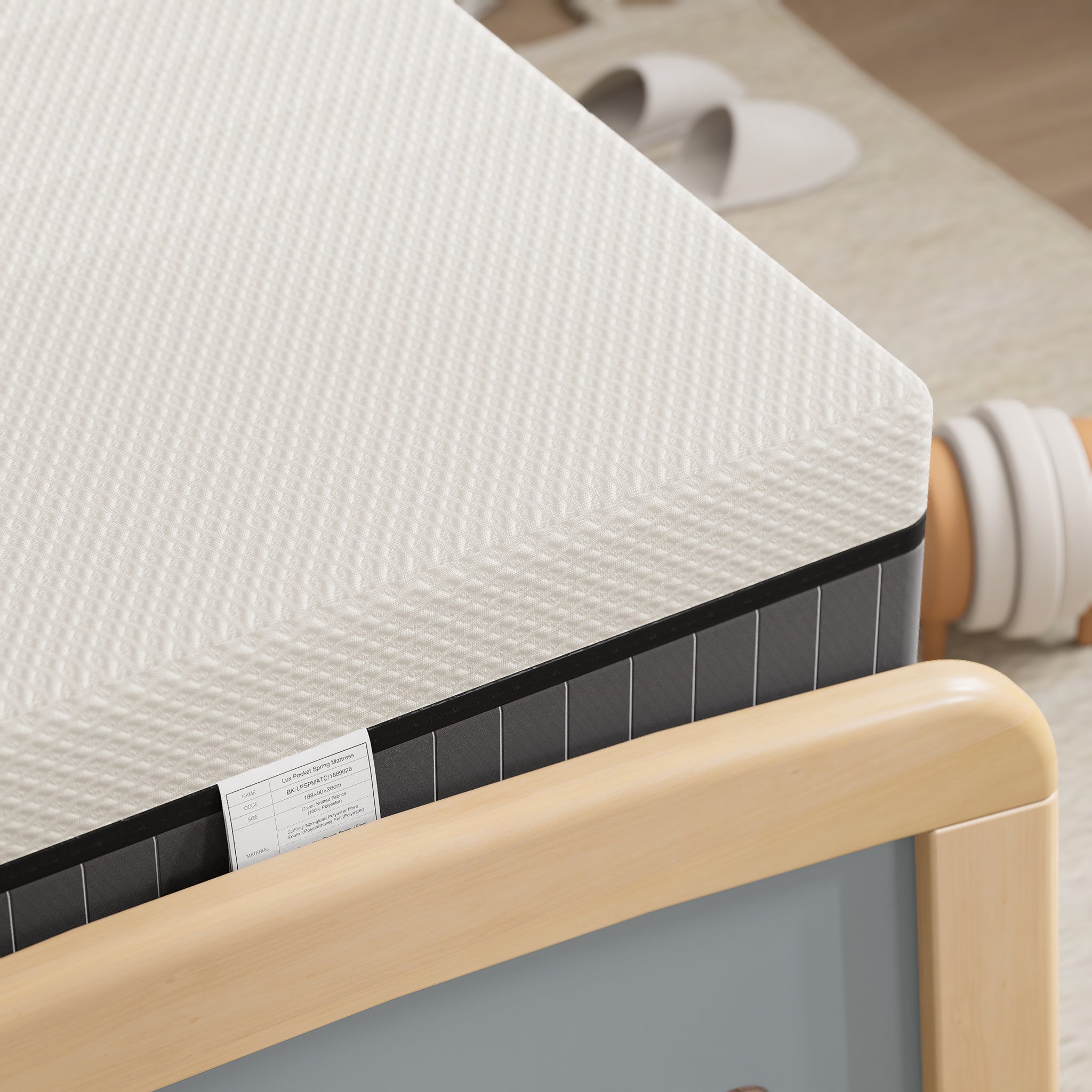 Single Lux Pocket Spring Mattress 188cm x 90cm x 26cm