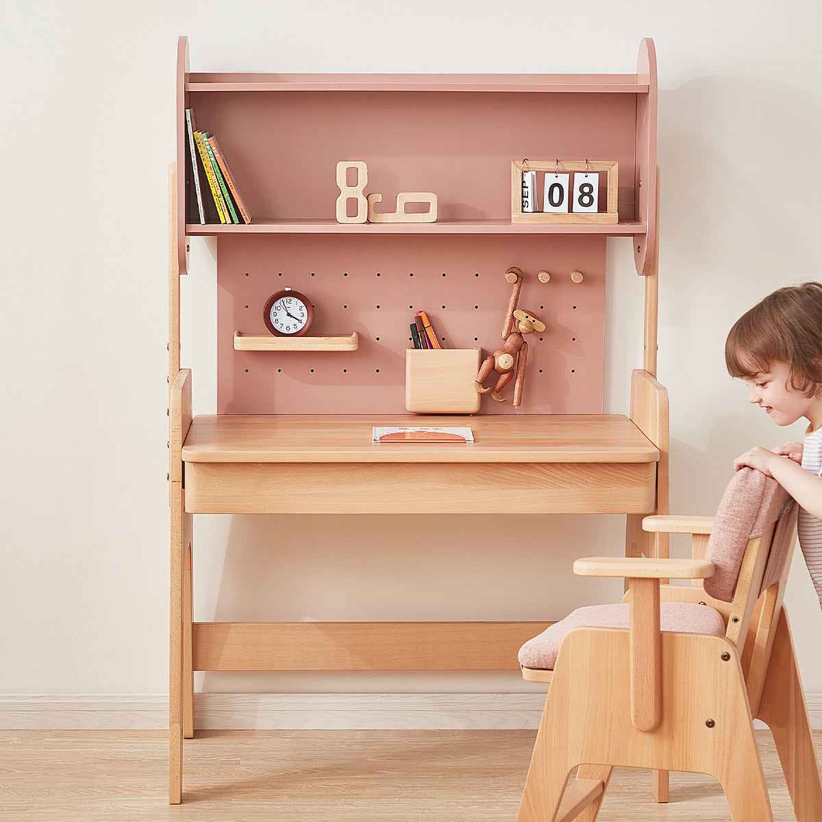 Boori Euler Desk with Pegboard and Hutch Package