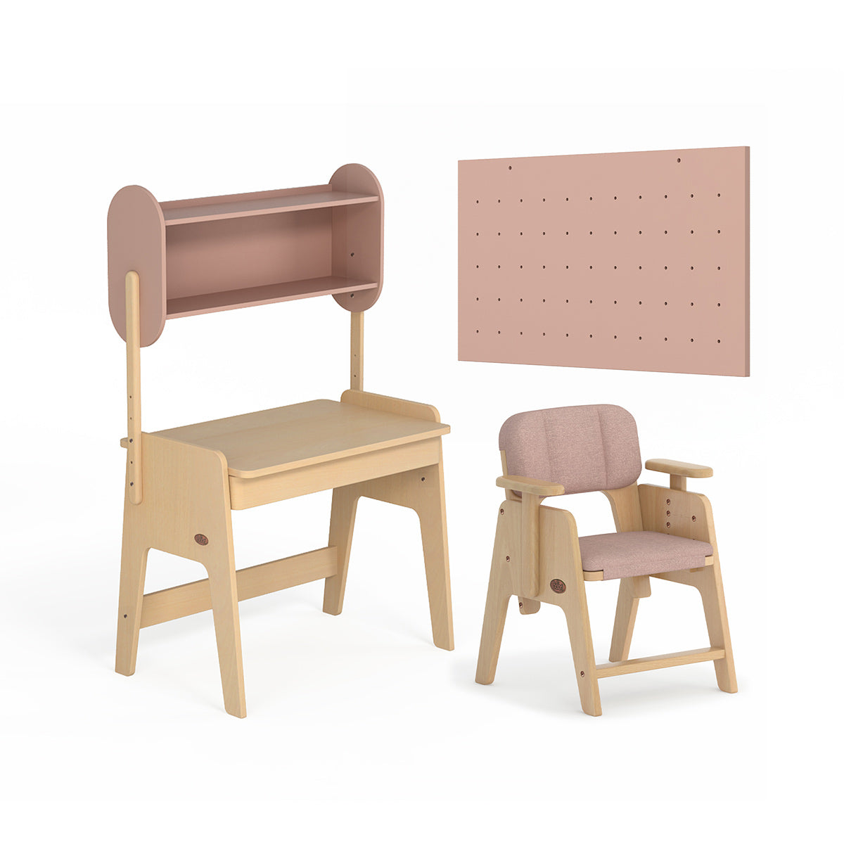 Boori Euler Desk with Pegboard Hutch, Study Chair and Cushion Set Package