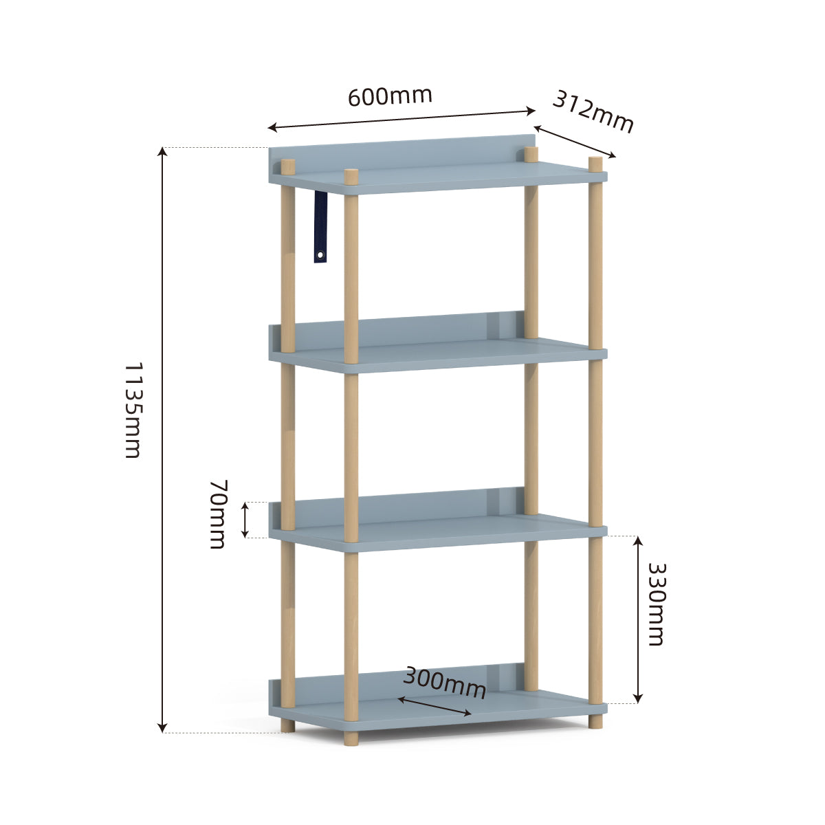 Leaf 4 Shelf Bookcase