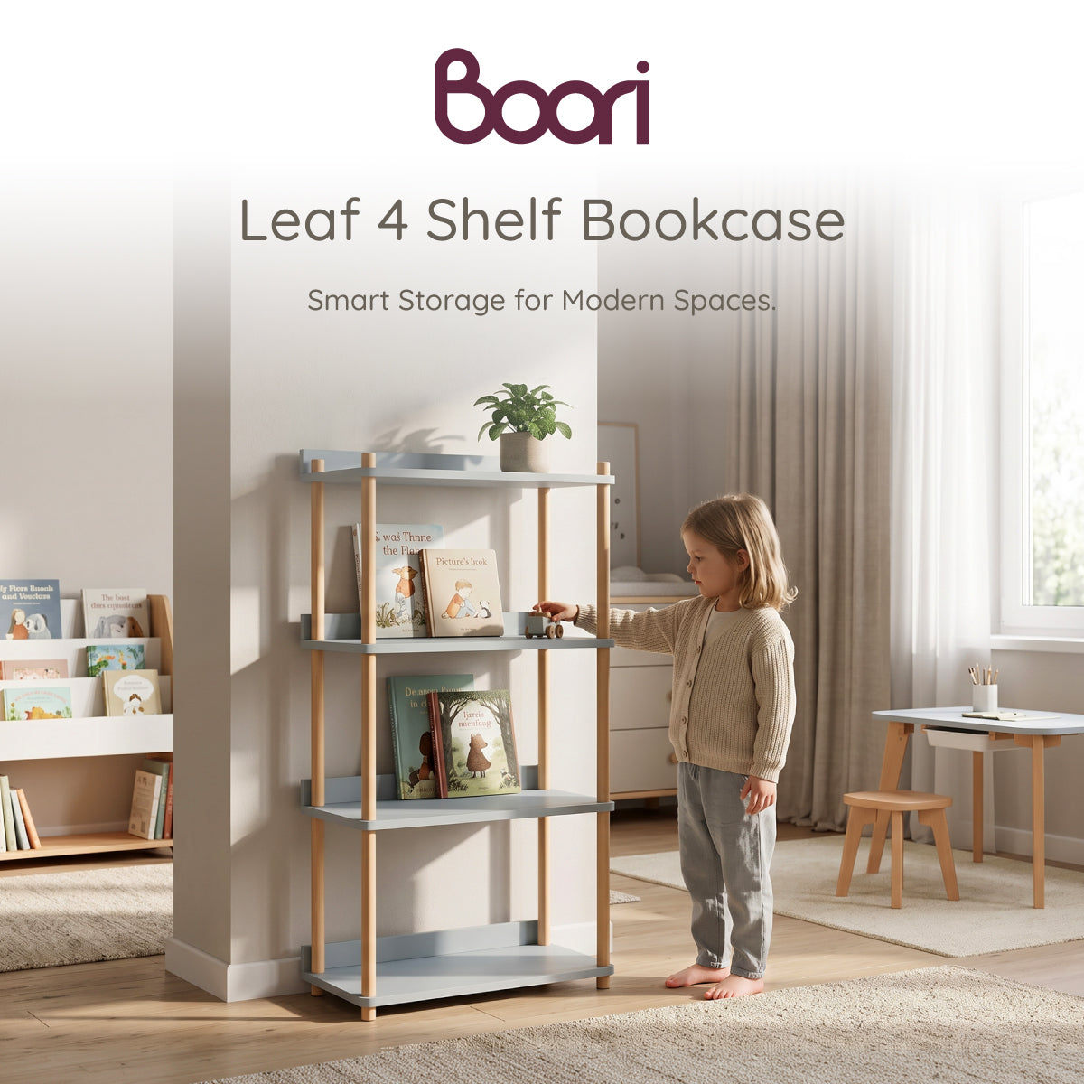 Leaf 4 Shelf Bookcase