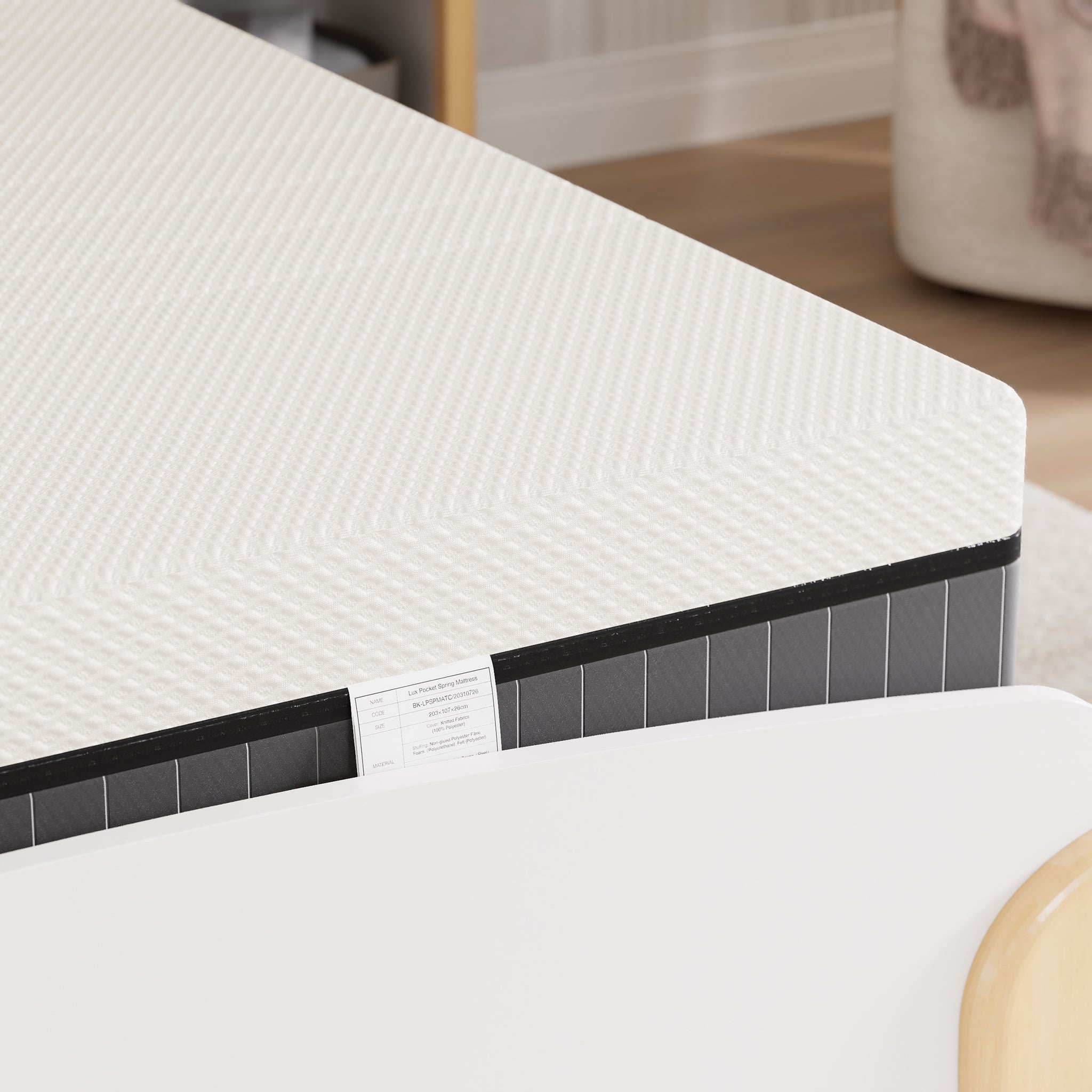 King Single Lux Pocket Spring Mattress 203cm x 107cm x 26cm