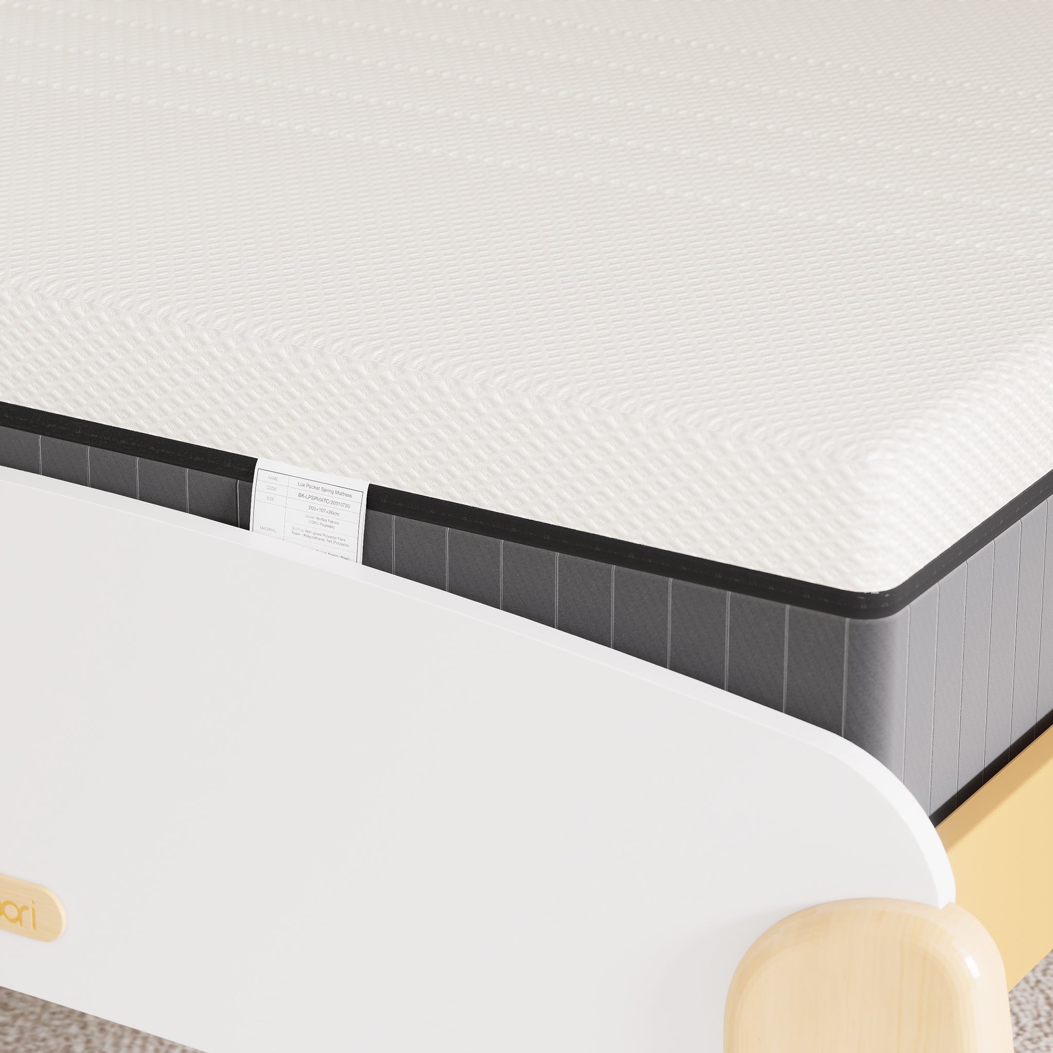 King Single Lux Pocket Spring Mattress 203cm x 107cm x 26cm