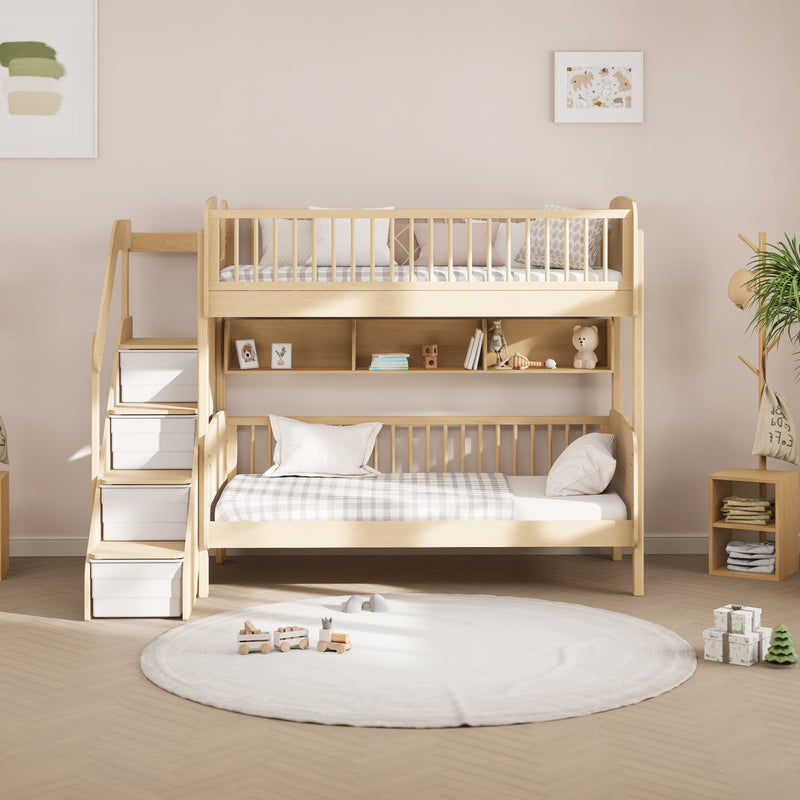 single bunk bed with storage staircase