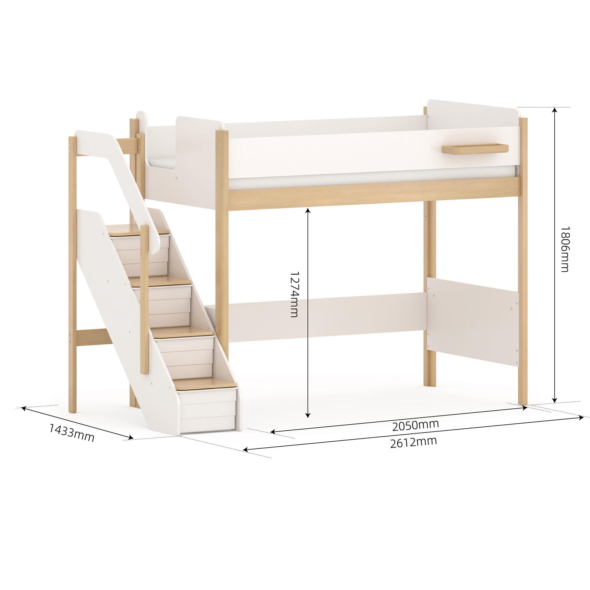 Natty King Single Loft with Storage Staircase